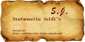 Stefanovits Jolán névjegykártya