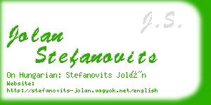 jolan stefanovits business card